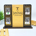 Custom Square QR Code Stand – Wooden & Black Acrylic