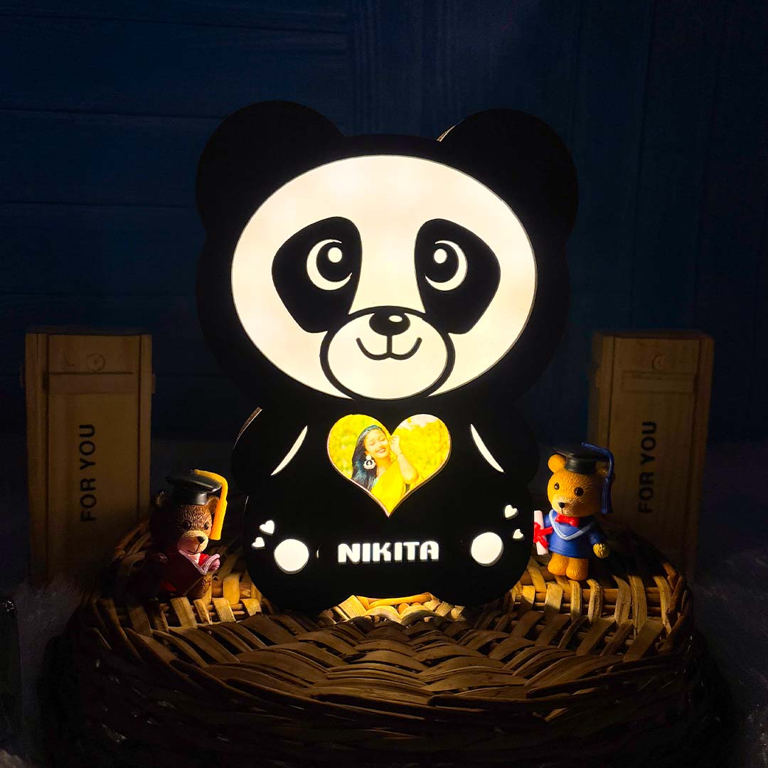 Glowing Panda Lamp With Name & Photo