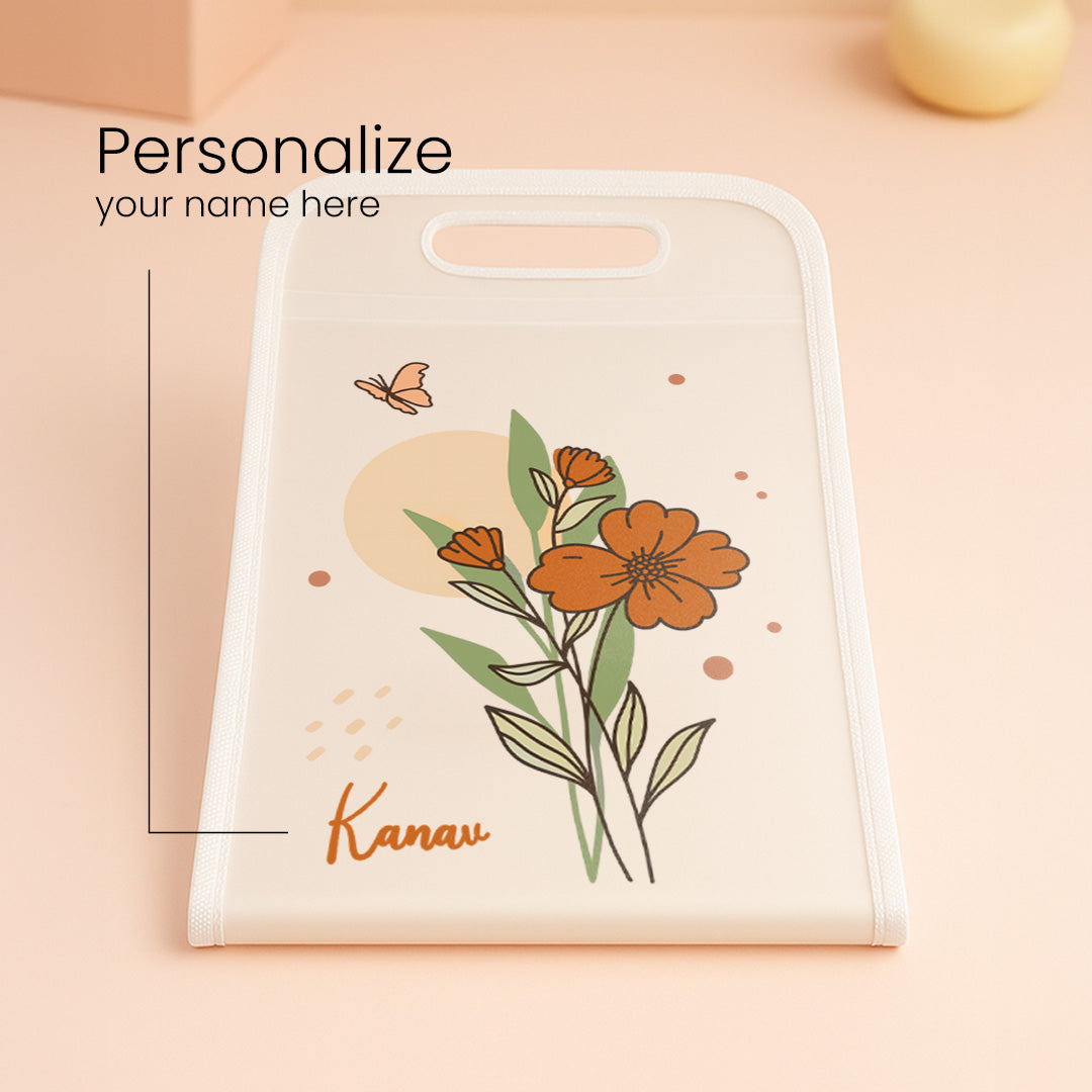 Personalized A4 File Folder with Floral Design – 13-Pocket Expandable Document Organizer | Love Craft Gifts