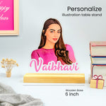 Acrylic Cutout Table Stand - Custom Text & Illustrated Photo