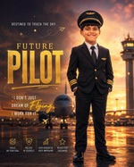 Personalized Future Pilot Portrait Digital Artwork | Custom Kids Aviation Dream Poster