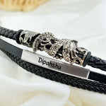 Custom Name Leather Bracelet for Men – Dragon Power Design