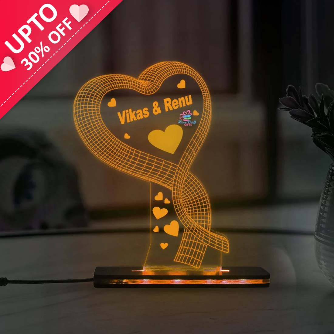 Customized Product Acrylic 3D LED Lamp- Valentine’s Day Gift