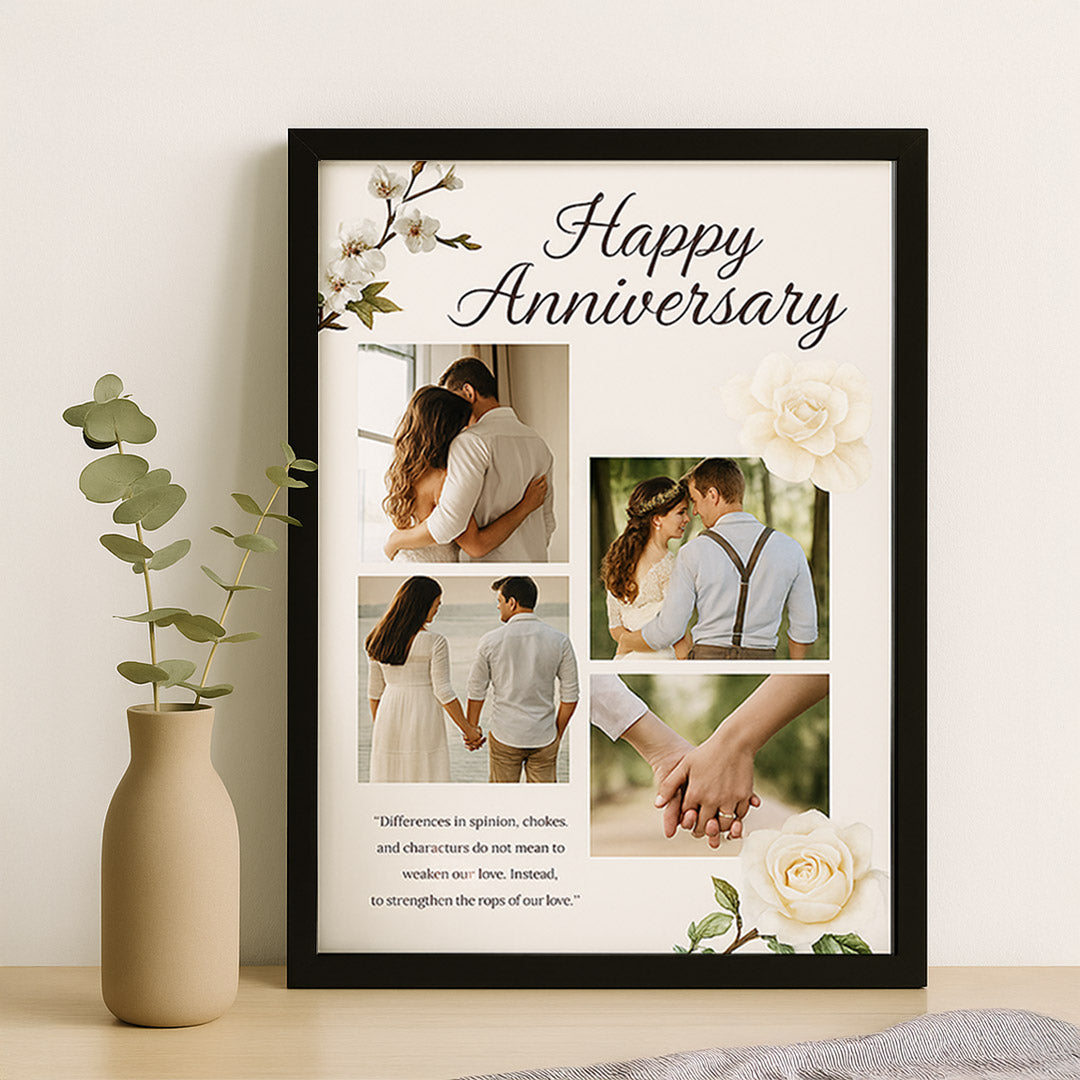 Floral Anniversary Photo Collage Frame with Romantic Quote | Love Craft Gifts
