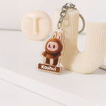 Brown Fuzzy Labubu Keychain – Custom Name