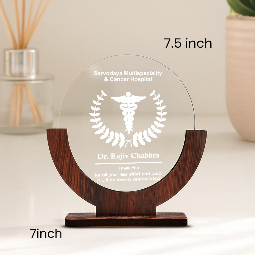 Personalized Doctor Appreciation LED Lamp with Wooden Base – With Adapter | Love Craft Gifts