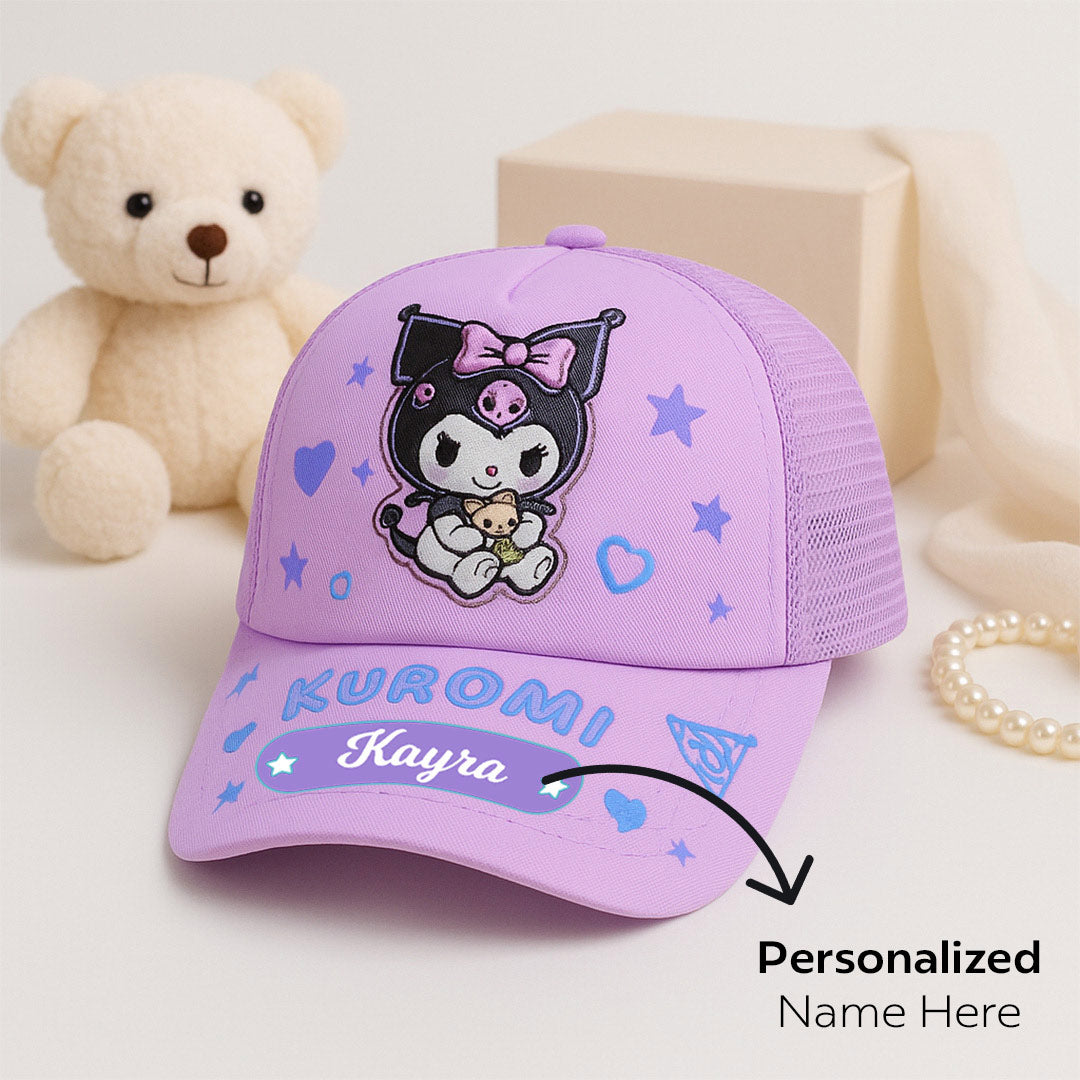 Cute Kids Cartoon Character Mesh Cap – Kuromi, Melody, Cinnamoroll (Adjustable & Breathable) | Love Craft Gifts