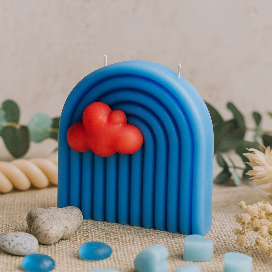 Rainbow Arch Cloud Candle – Blue & Red | Love Craft Gifts