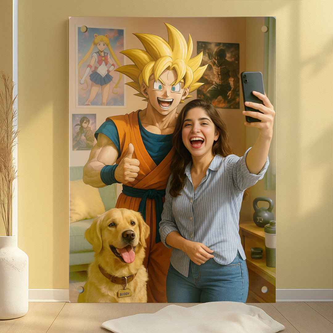 Custom Goku Selfie Wall Art | Anime Poster | Love Craft Gifts