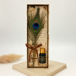 Vintage Peacock Feather Dip Pen with Ink – Elegant Calligraphy Writing Set