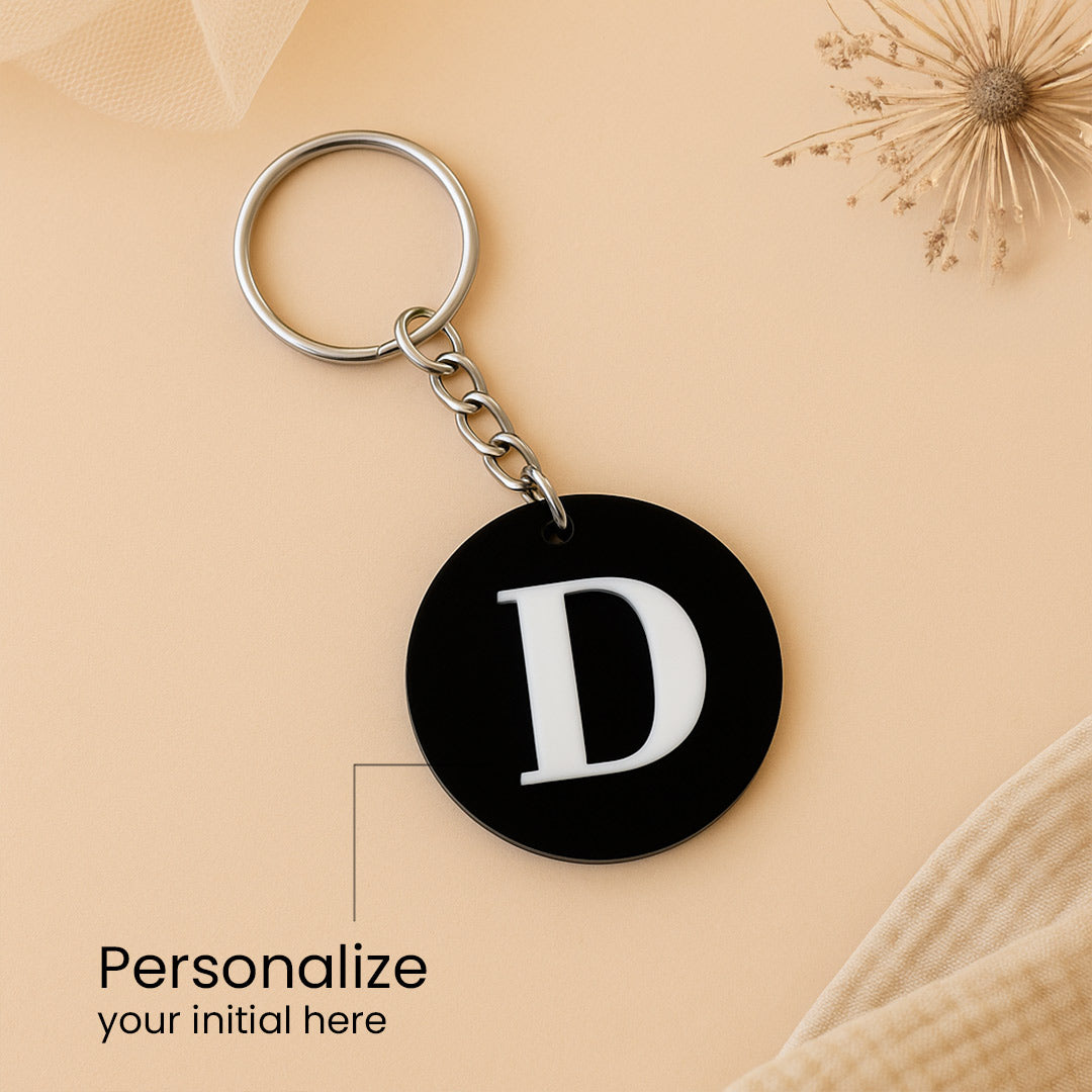 Personalized Round Acrylic Initial Keychain | Love Craft Gifts