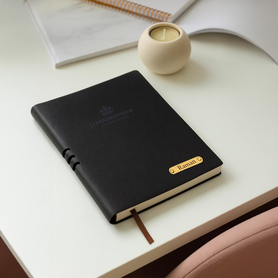Personalized Black Pen & Black Notebook Combo | Love Craft Gifts