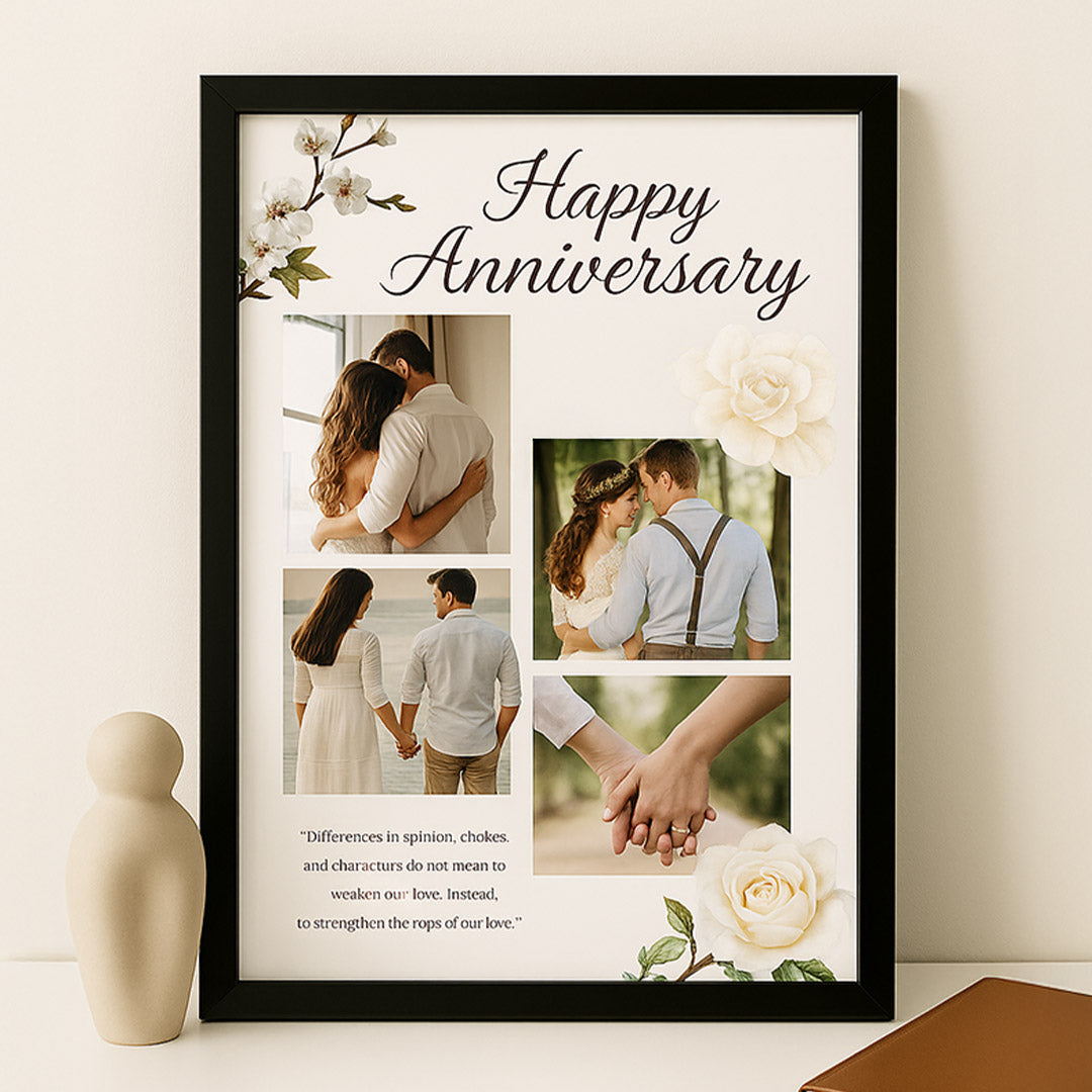 Floral Anniversary Photo Collage Frame with Romantic Quote | Love Craft Gifts