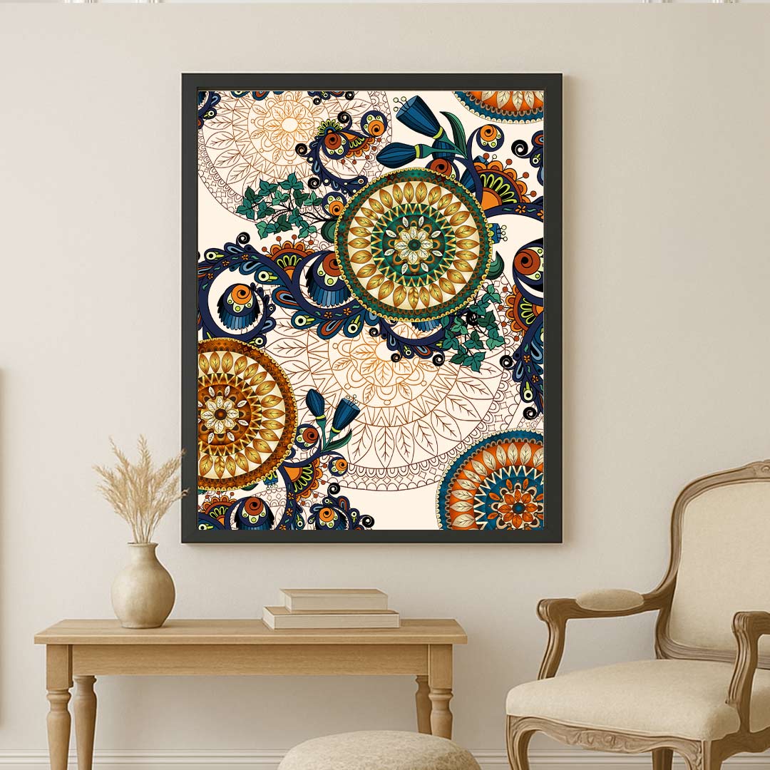 Colorful Mandala Art Frame – Intricate Bohemian Wall Decor | Love Craft Gifts