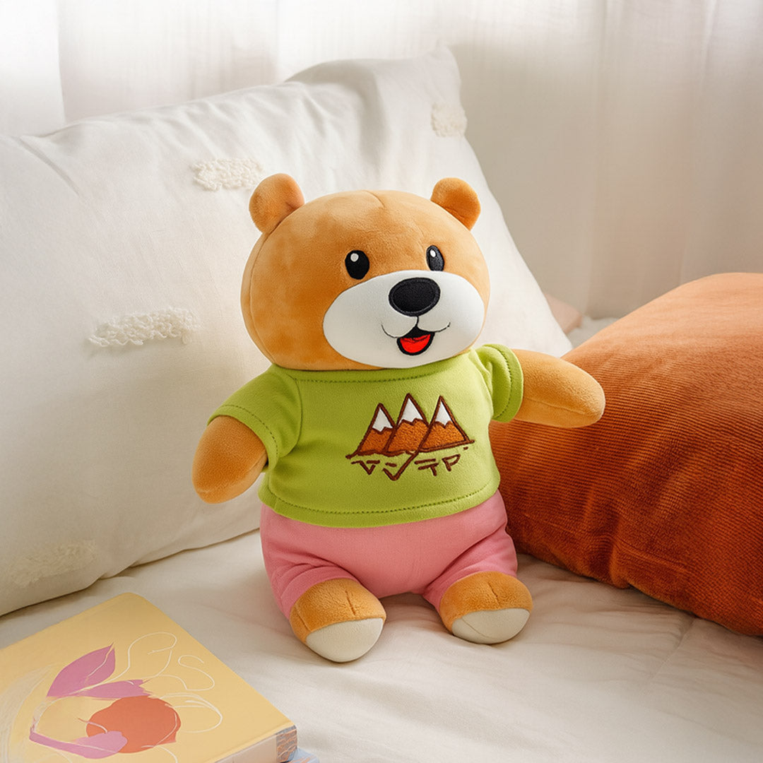 Smiley Teddy Bear Plush Toy in Mountain Tee | Love Craft Gifts