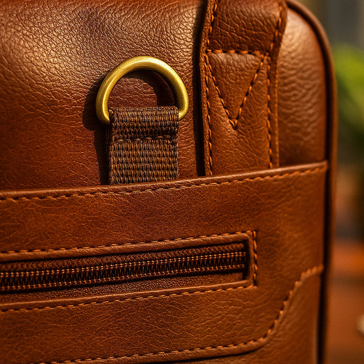 Personalized Brown Leather Office Laptop Bag – Custom Name Print | Love Craft Gifts