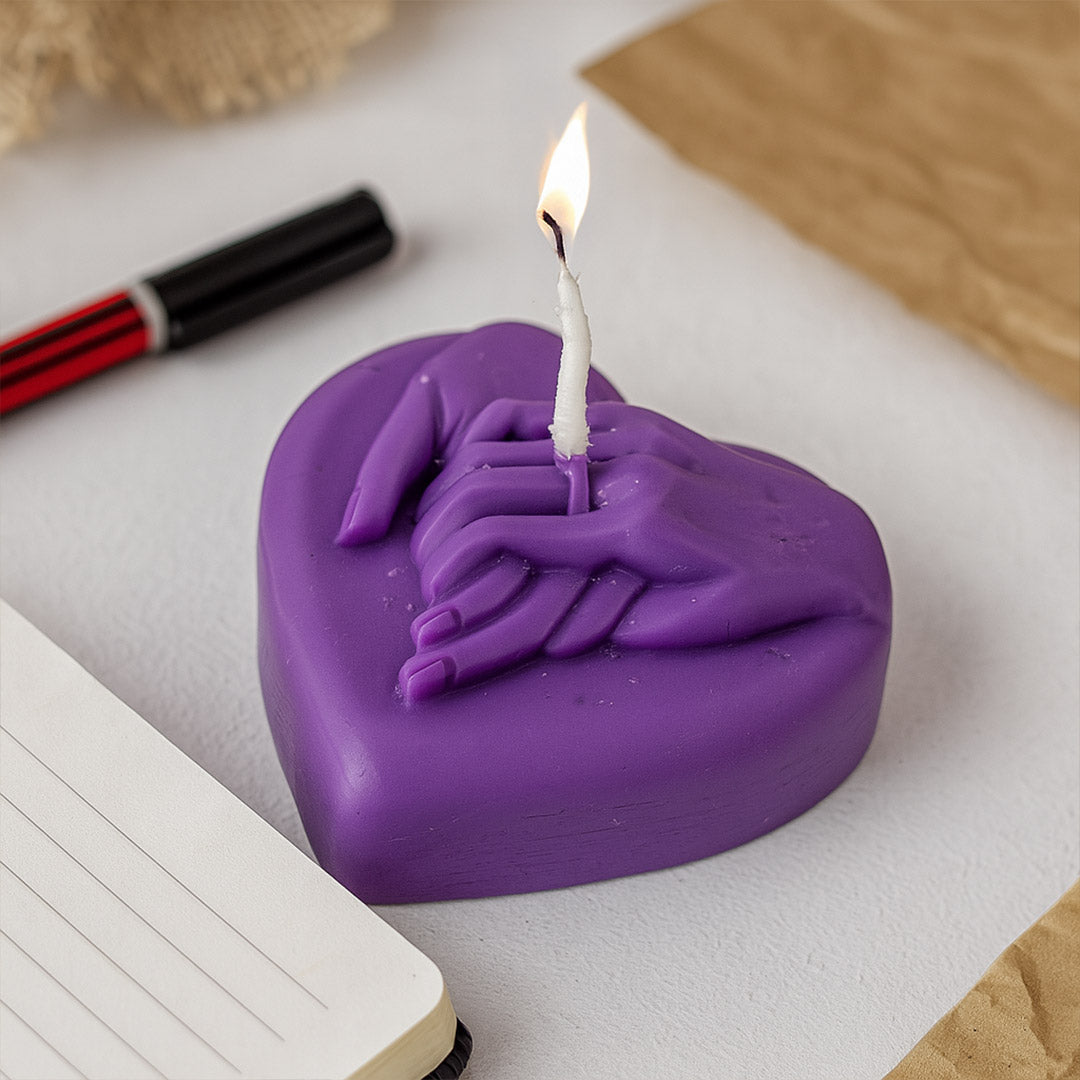 Heart Holding Hands Candle – Romantic Scented Wax Art | Love Craft Gifts