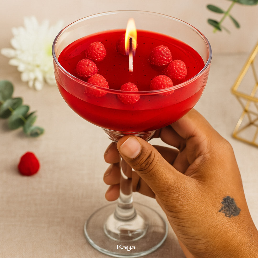 Personalized Raspberry Cocktail Candle in Glass | Love Craft Gifts