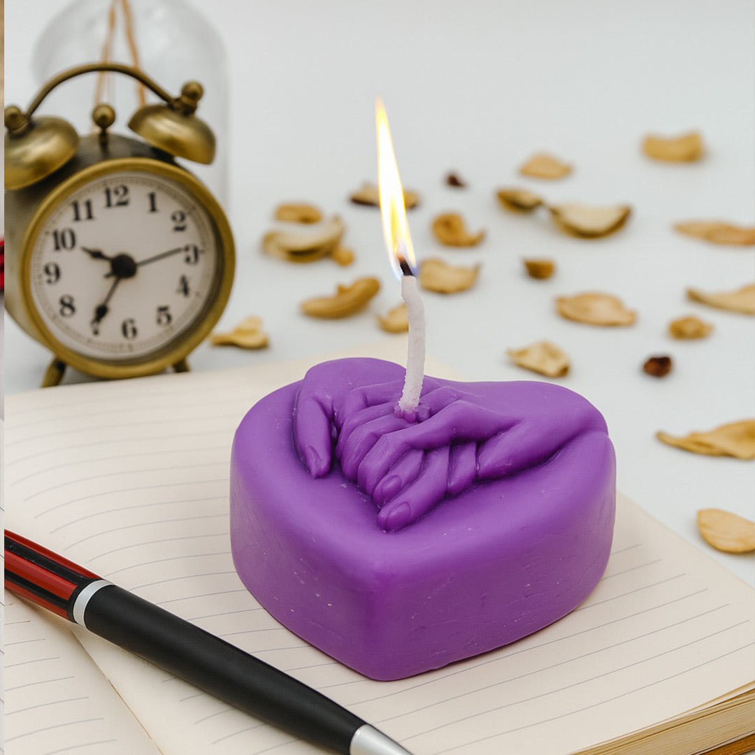 Heart Holding Hands Candle – Romantic Scented Wax Art | Love Craft Gifts