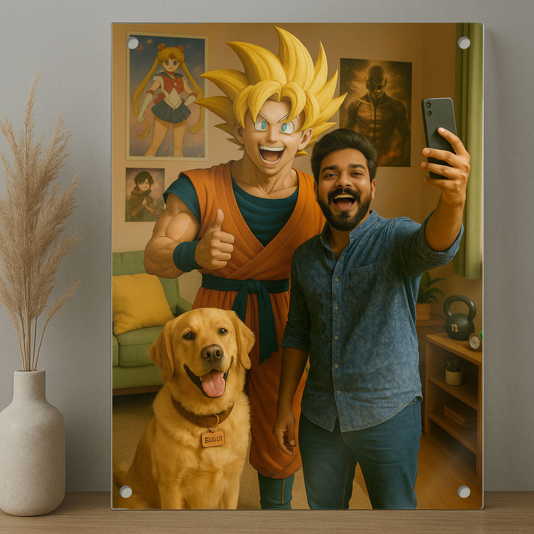 Custom Goku Selfie Wall Art | Anime Poster | Love Craft Gifts