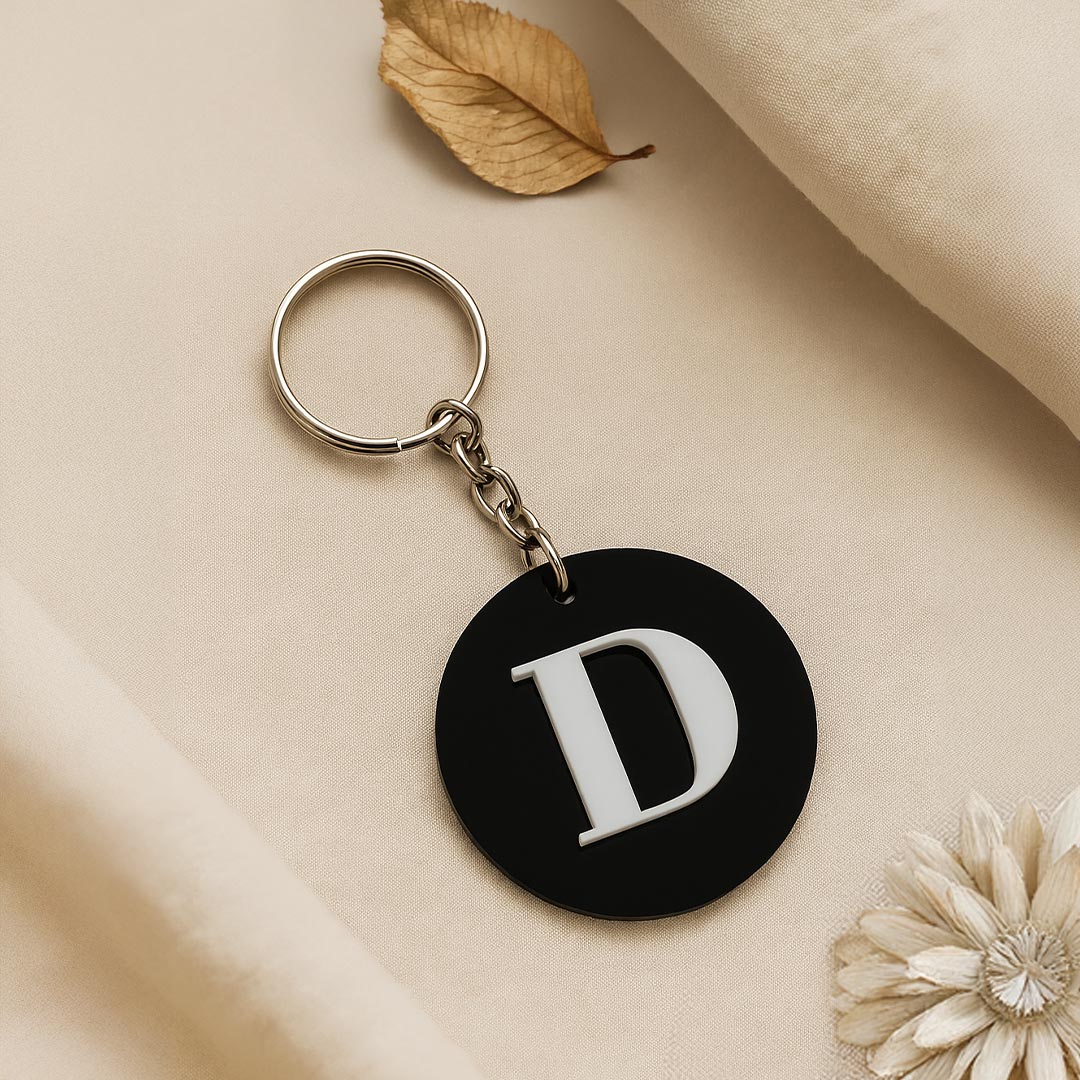 Personalized Round Acrylic Initial Keychain | Love Craft Gifts