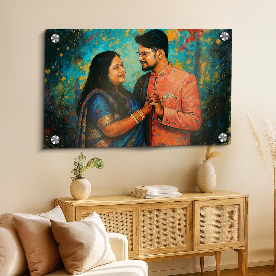 Personalized Couple Portrait Wall Frame – Digital Art | Love Craft Gifts