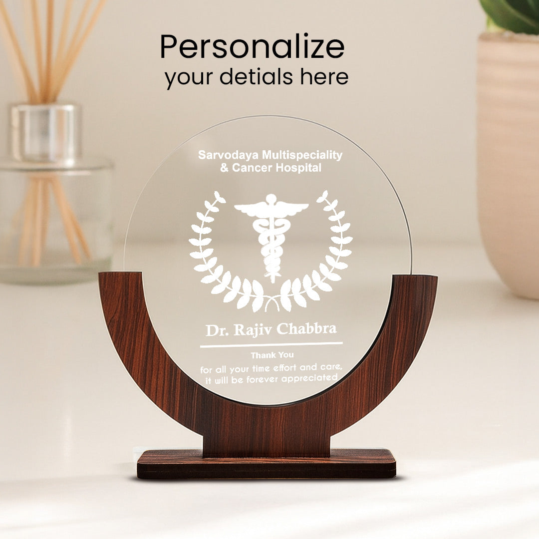Personalized Doctor Appreciation LED Lamp with Wooden Base – With Adapter | Love Craft Gifts