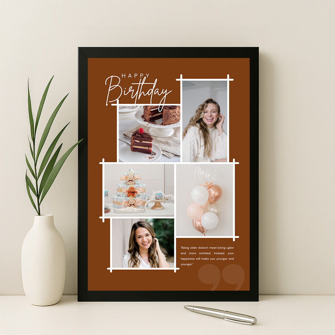 Personalized Birthday Collage Frame with Quote – Photo Wall Decor Gift | Love Craft Gifts