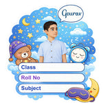 Personalized Cute Night Theme Kids Name Slips (2x3 Inch, 28 Stickers) โ Custom Name & Photo School Labels | Love Craft Gifts