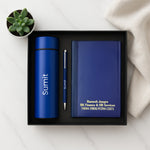 Personalized Blue Gift Combo – Bottle, Pen & Diary | Corporate or Personal Gifting | Love Craft Gifts