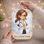 Personalized Doctor Name Wall Hanging Board โ Custom Cartoon Doctor Cabin Door Sign (11x7 Inch) | Love Craft Gifts