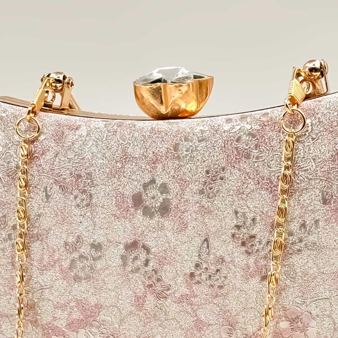 Personalized Floral Party Clutch with Crystal Knob Lock | Love Craft Gifts