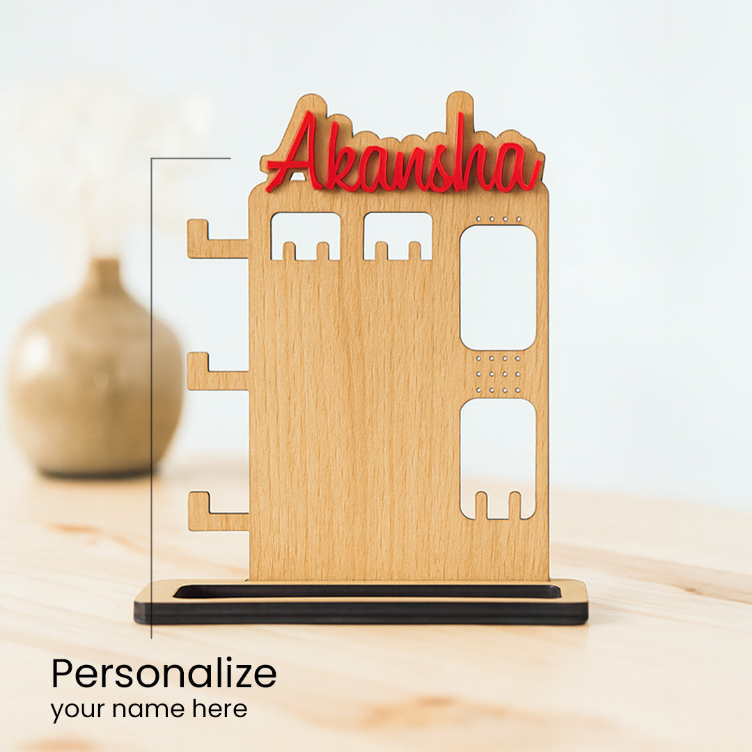 Personalized Wooden Jewellery Organizer Stand | Love Craft Gifts
