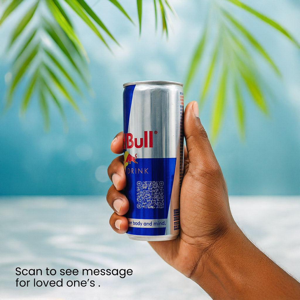Customized Message Red Bull Can with QR Code | Love Craft Gifts