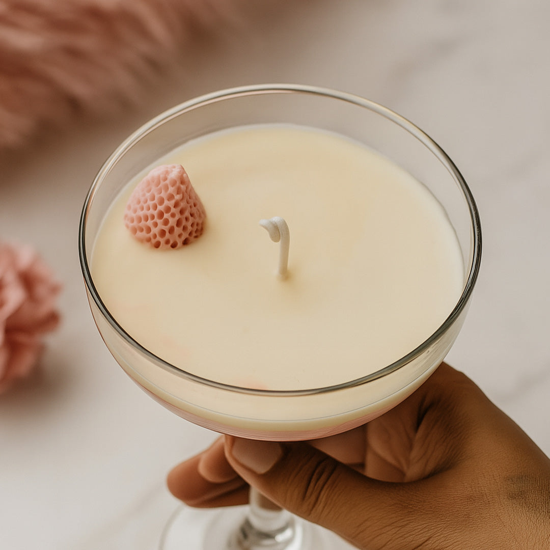 Personalized Strawberry Dessert Candle in Glass Cup | Love Craft Gifts