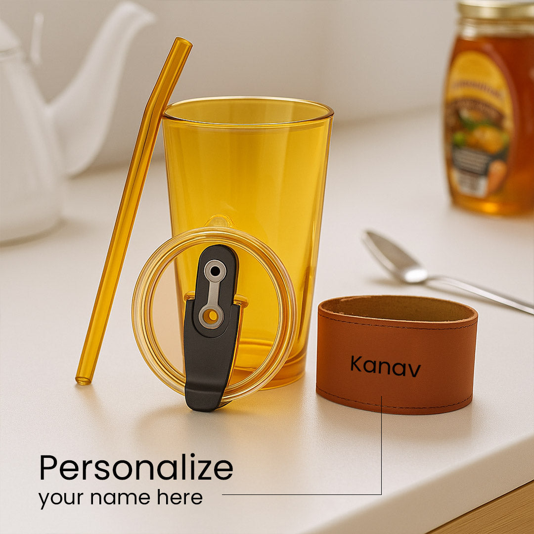 Customized Name Glass Tumbler with Straw – 250ml | Love Craft Gifts