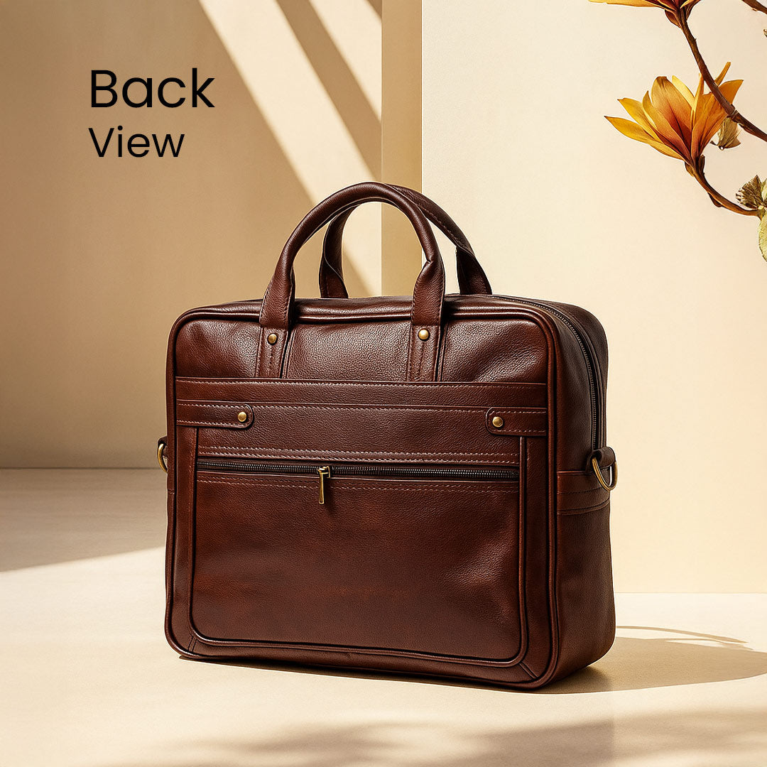 Personalized Classic Brown Laptop Bag | Love Craft Gifts