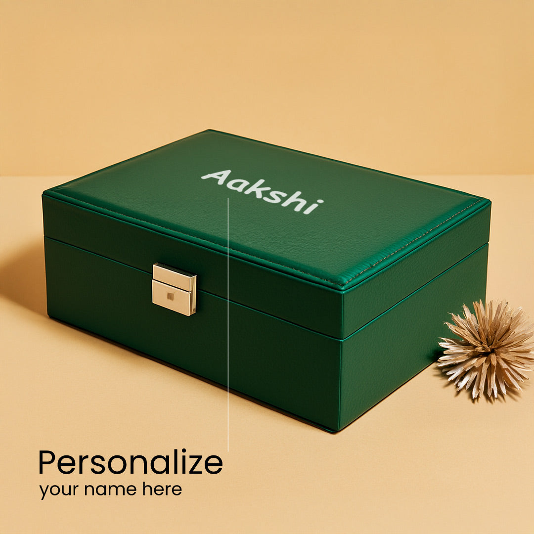 Personalized Green Leatherette Jewellery Box | Love Craft Gifts