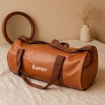 Custom Name Leather Duffel Bag – Personalized Travel & Gym Companion | Love Craft Gifts