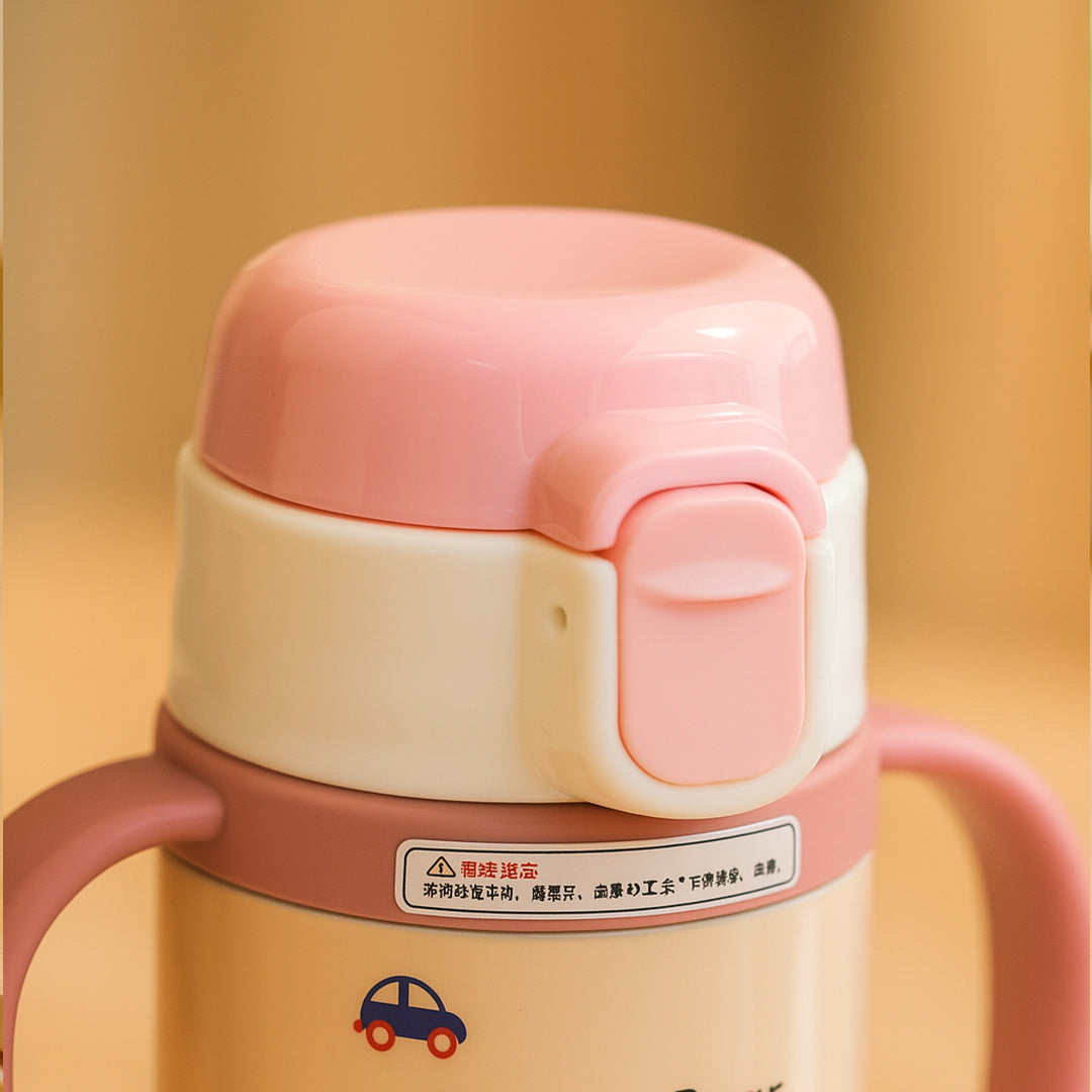 Personalized Happy Bear Water Bottle with Straw & Handles – Leakproof & Insulated for Kids | Love Craft Gifts
