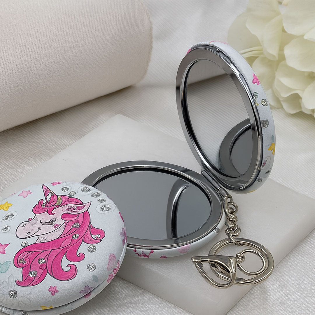 Personalized Unicorn Mirror Keychain – Glitter Design | Love Craft Gifts