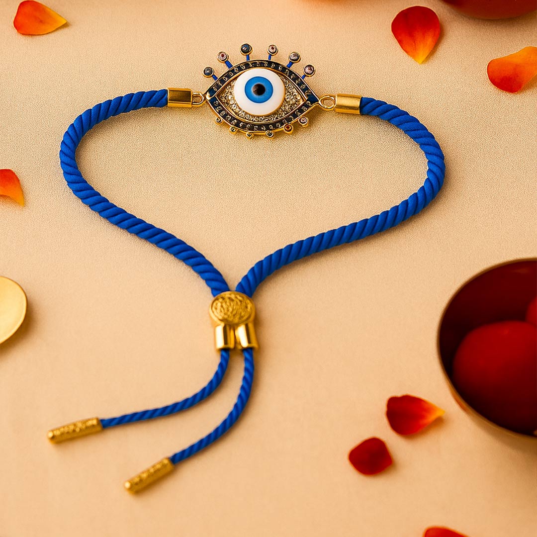 Evil Eye Rakhi with Floating Frame Gift Box | Love Craft Gifts