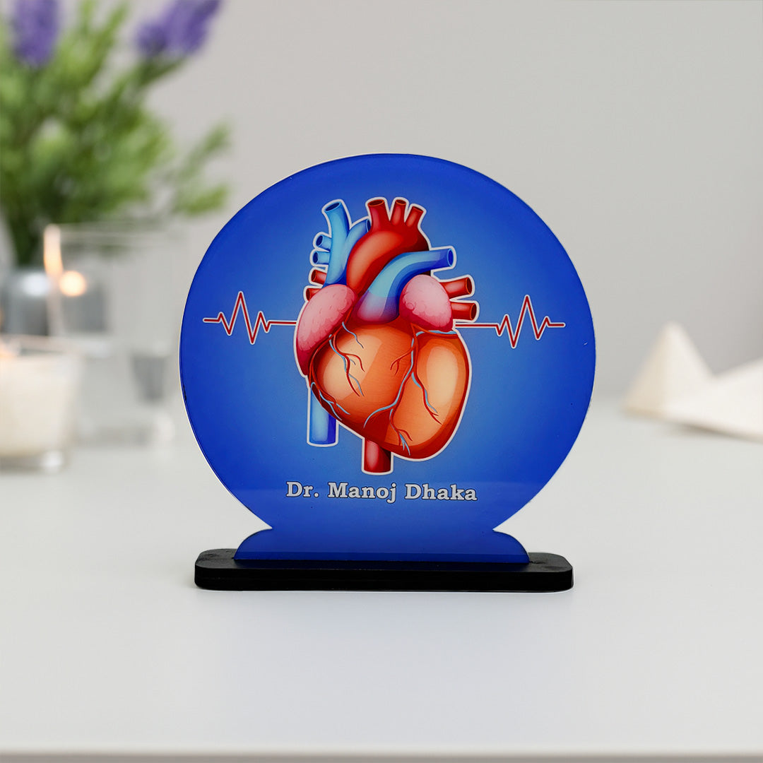 Personalized Doctor’s Acrylic Heart Nameplate – Custom Medical Desk Showpiece Gift | Love Craft Gifts