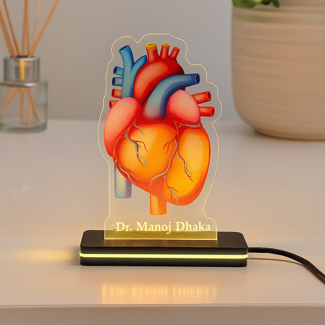 Custom Doctor Heart LED Lamp – Personalized Anatomical Heart Light for Medical Professionals | Love Craft Gifts