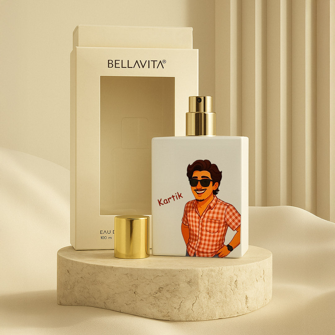Bellavita White Oud Perfume – Personalized Cartoon Bottle, Unisex Eau de Parfum 100ml | Love Craft Gifts