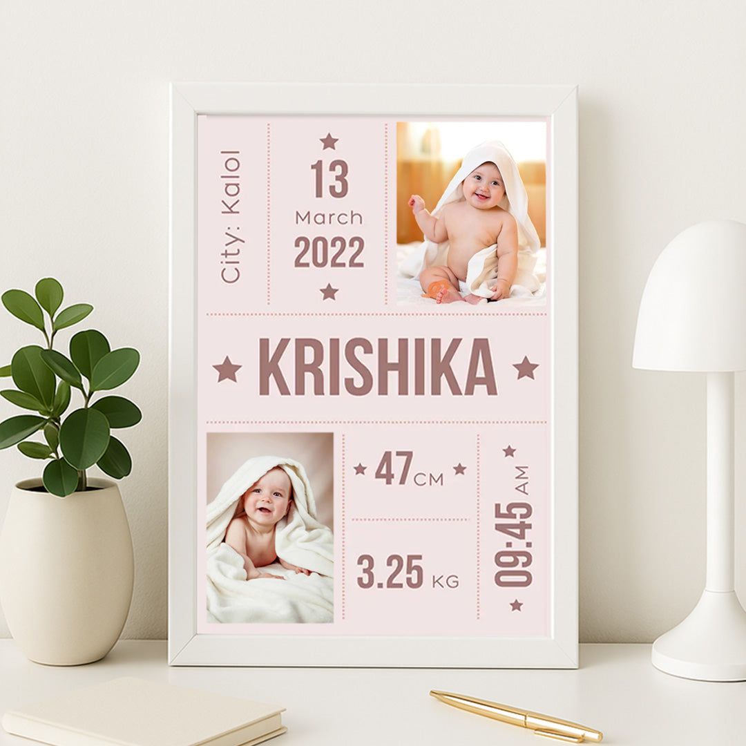 Personalized Baby Birth Stats Frame – Custom Baby Name & Details | Love Craft Gifts