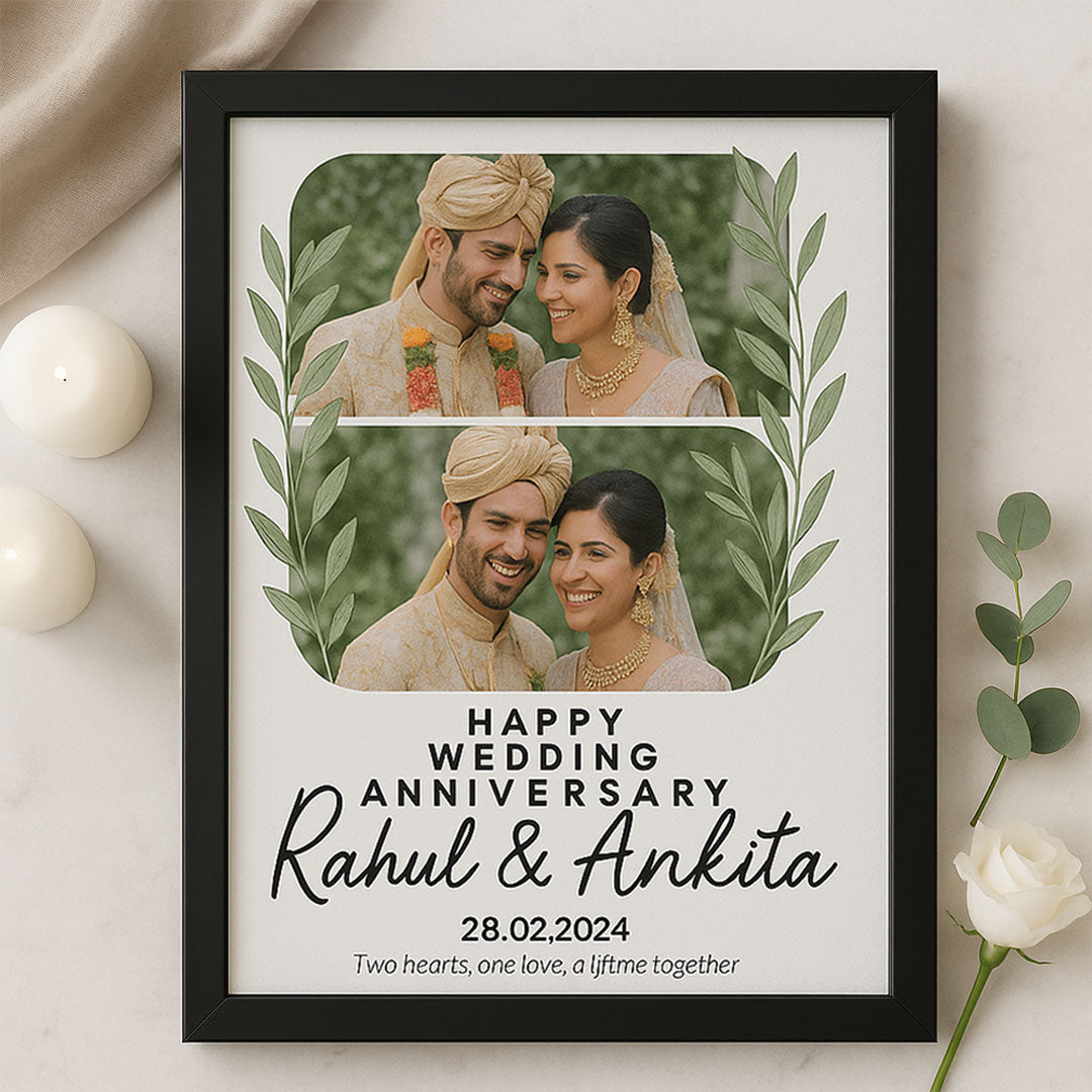 Wedding Anniversary Photo Frame – Personalized Gift with Name & Date | Love Craft Gifts