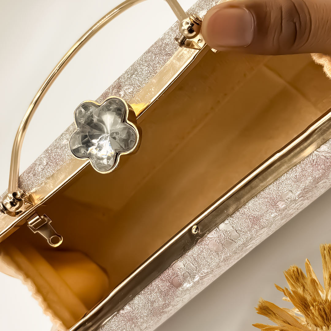 Personalized Floral Party Clutch with Crystal Knob Lock | Love Craft Gifts