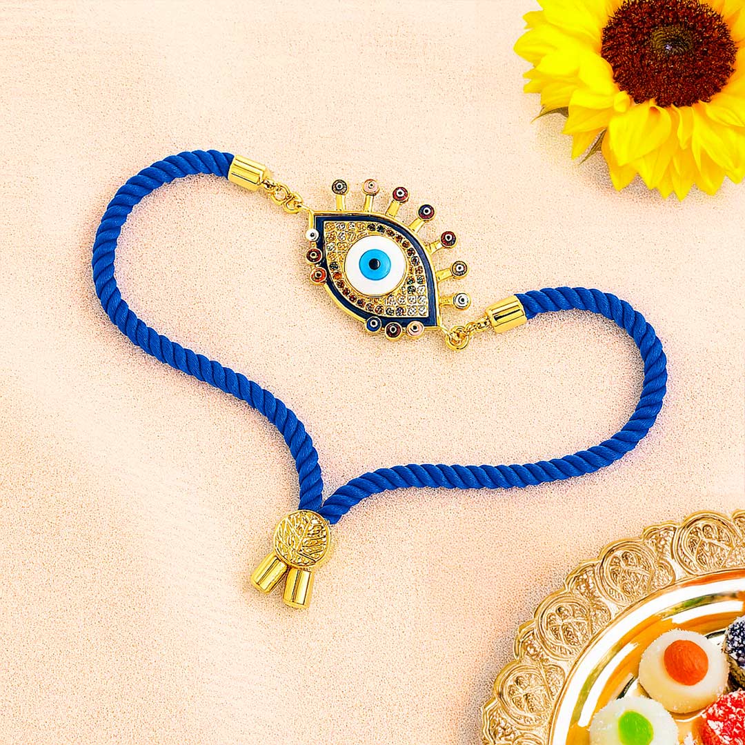 Evil Eye Rakhi with Floating Frame Gift Box | Love Craft Gifts