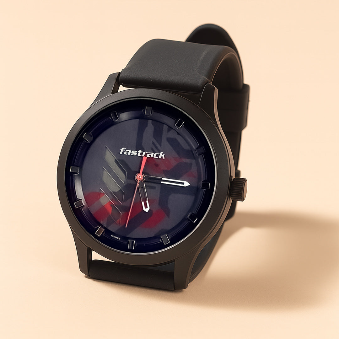Fastrack Black Camo Dial Watch with Personalized Gift Box | Love Craft Gifts